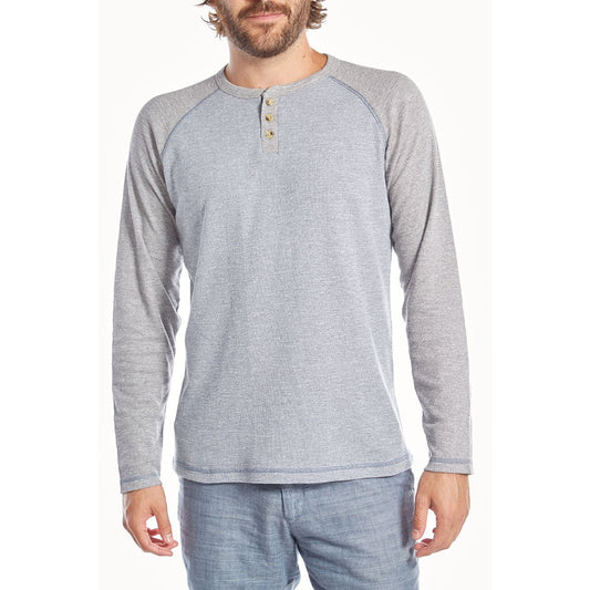 Men's Navy Grey Raglan Long Sleeve Henley