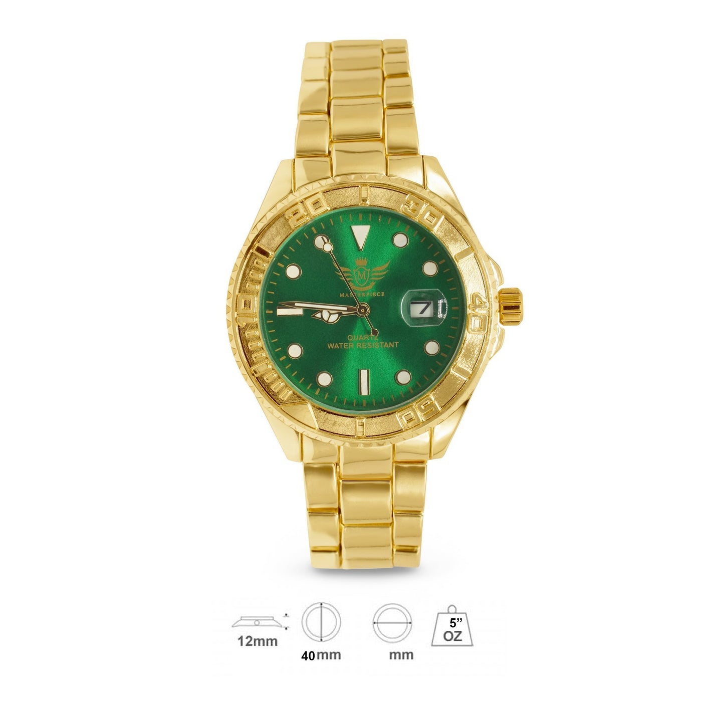 Men's Gold and Green Wrist Watch