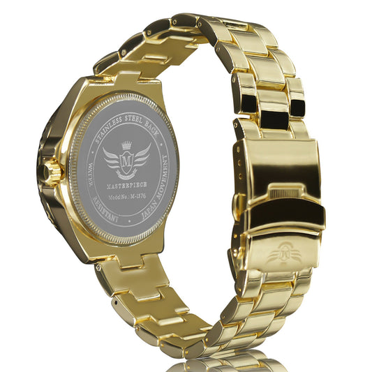 Men's Gold and Green Wrist Watch