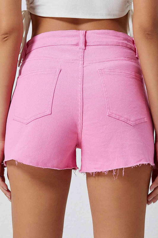Women's Pink Distressed Shorts