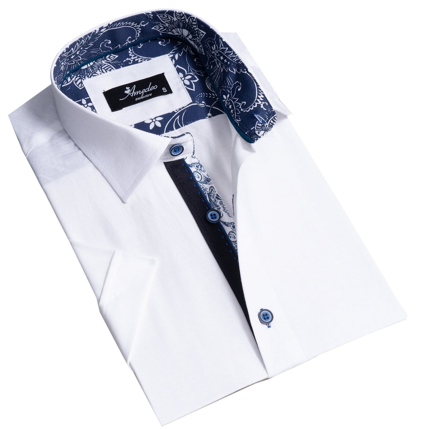 Premium Men's Short Sleeve Button Up Shirt in White