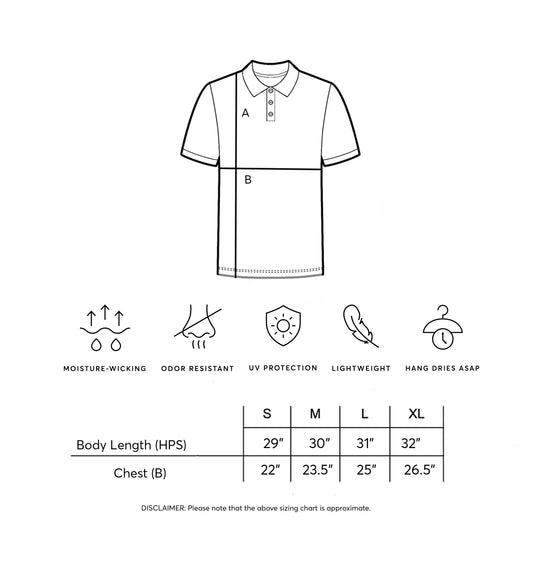Women's Golf Polo size chart