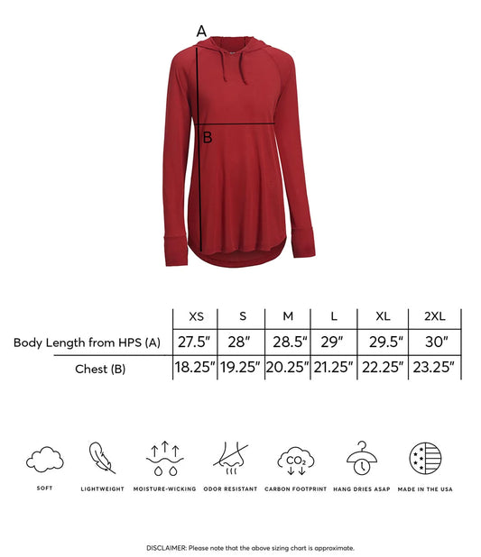 Women's Plain Solid Color Soft Pullover Hoodie size chart