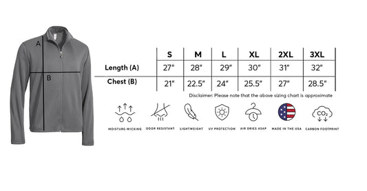 Men's Quick Dry Jacket size guide