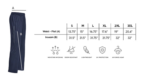 Size chart DriMax Great Outdoor Pants