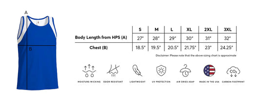 Sports Tank Top for Men size chart
