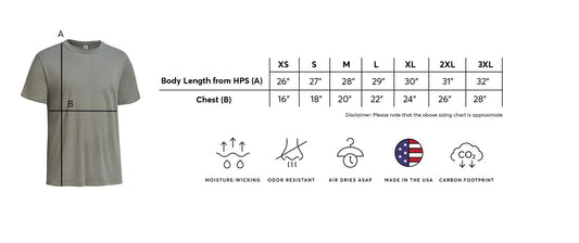 Men's Outdoor Crewneck T-Shirt size chart