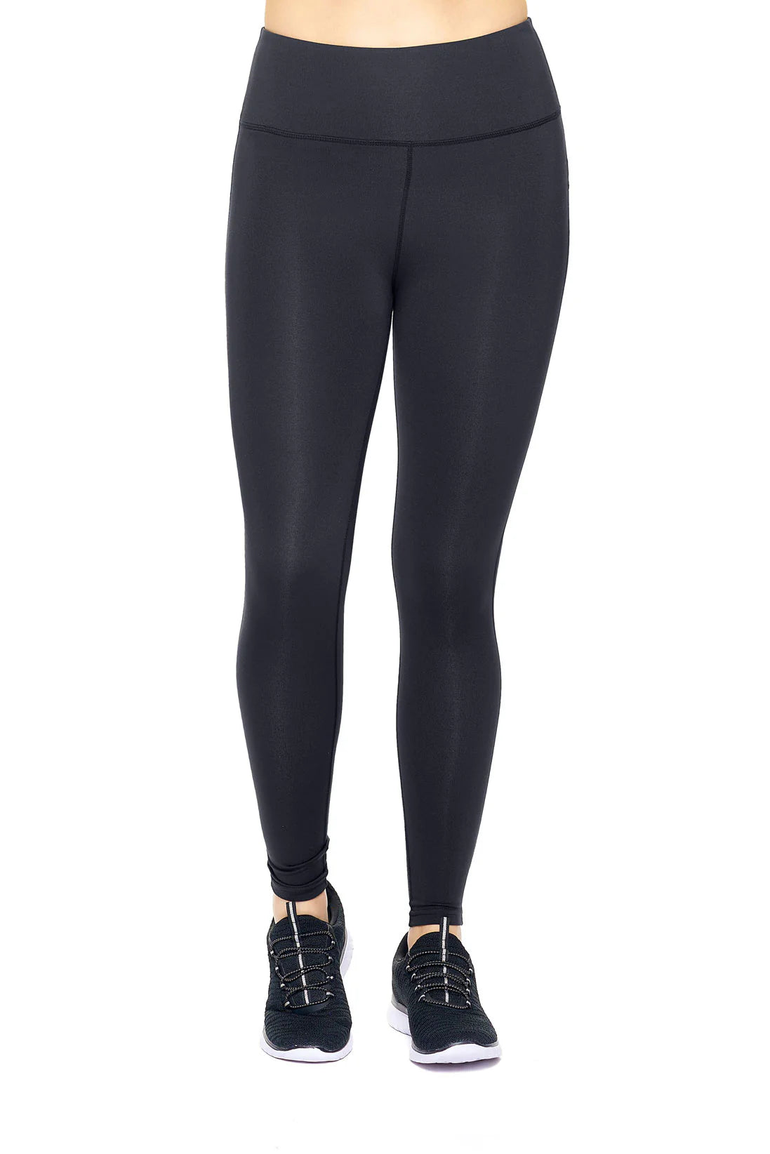 Plain Pure Black High Waist Full Length Leggings