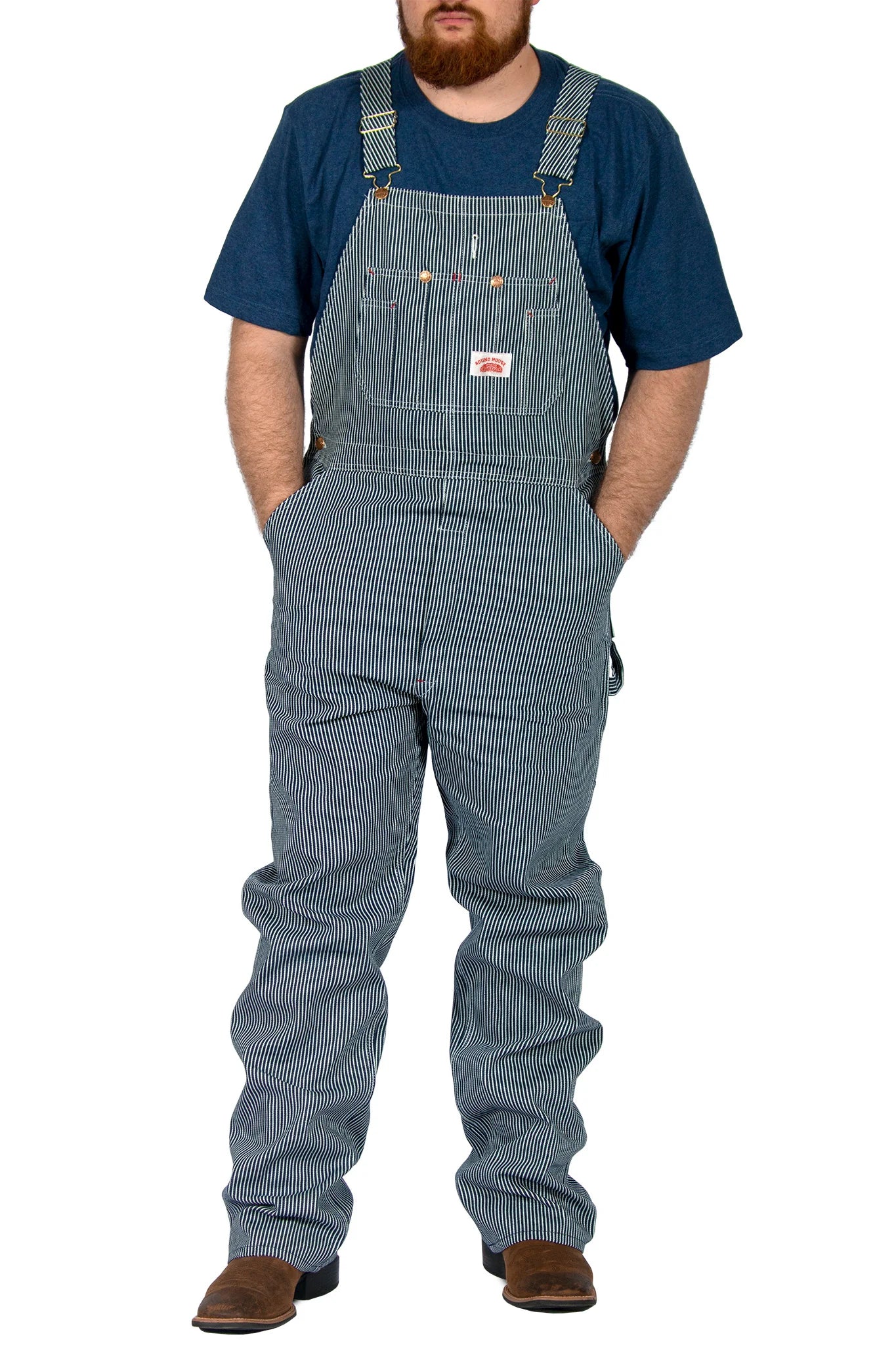 Round House Hickory Stripe Bib Overalls