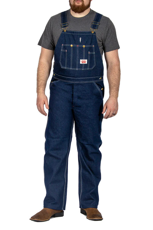 Large Waist Classic Blue Denim Zipper Fly Bib Overalls
