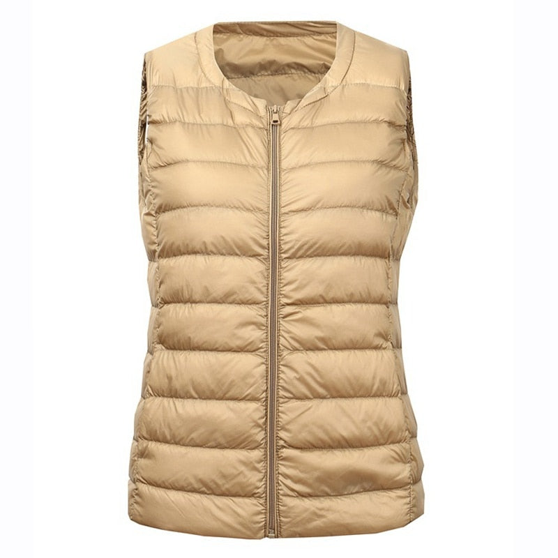 Women's Thick Winter Cotton Padded Vest in champagne