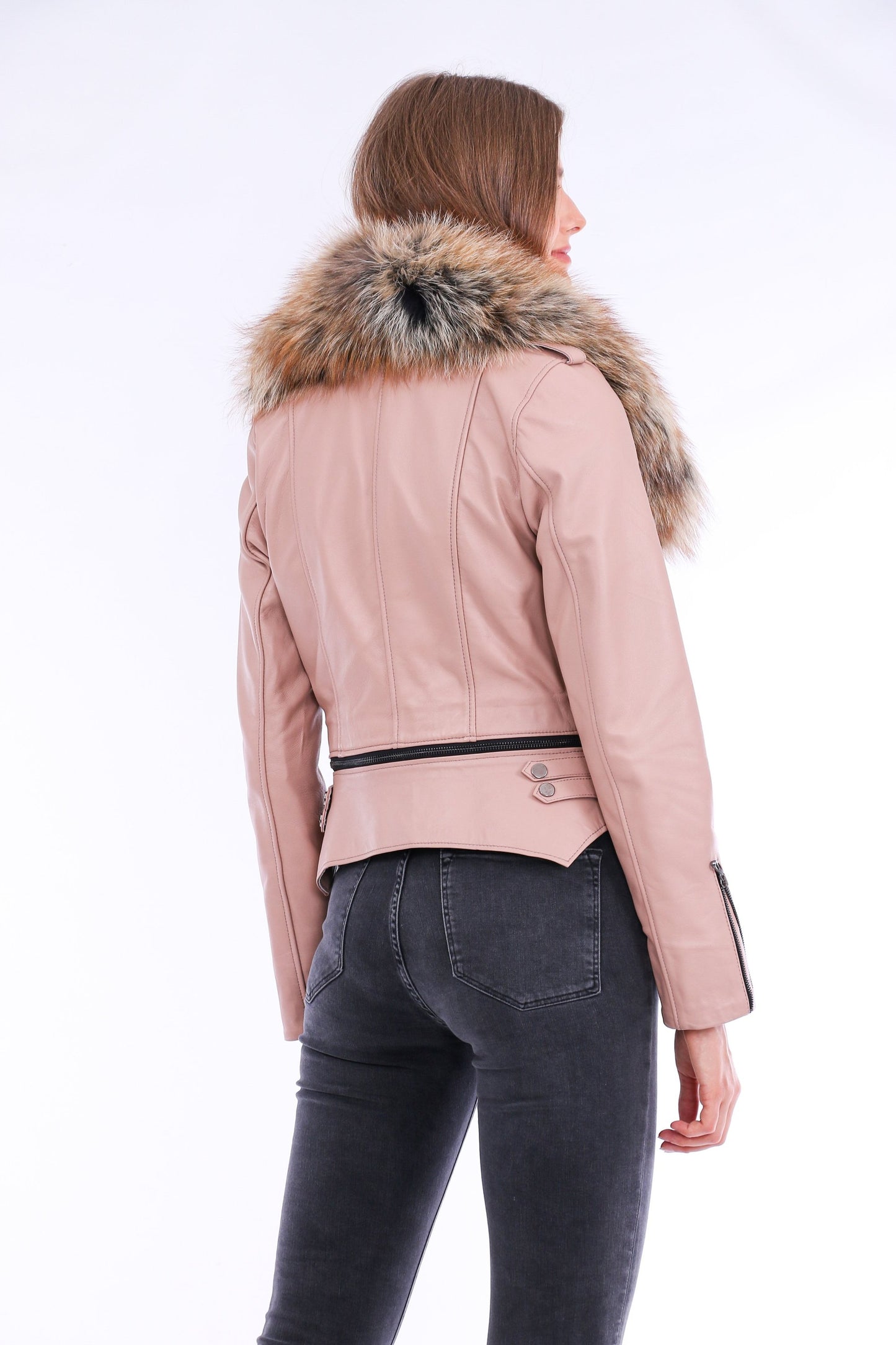 Premium Soft Leather Pink Biker Jacket