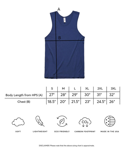 Men's Lightweight Soft Tank Top size chart