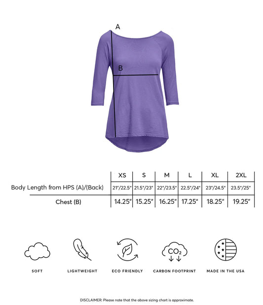 Women's Cross Back Top size chart