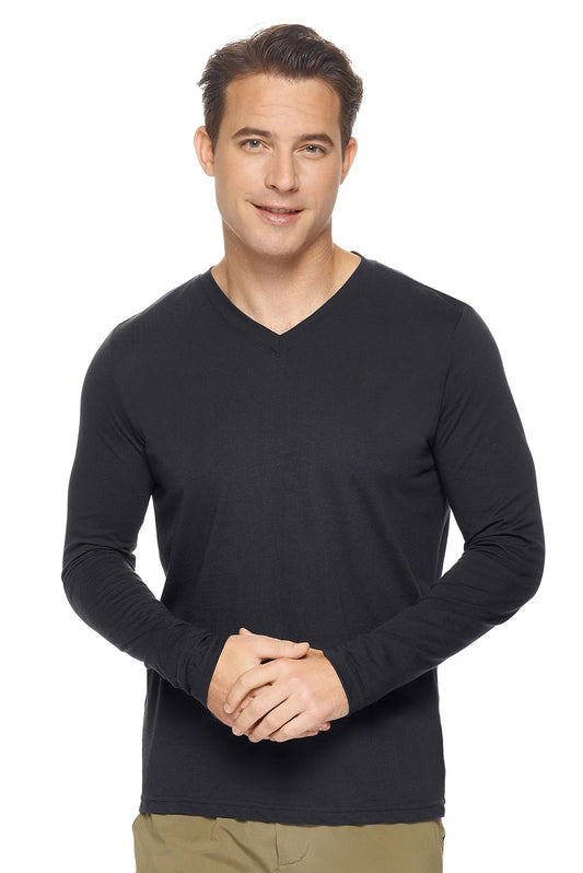 Men's USA Made V-Neck Long Sleeve T-Shirt