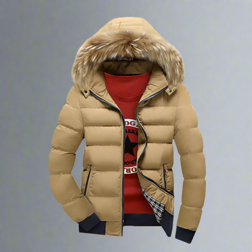 Men's Two Tone Puffer Jacket with Removable Hood