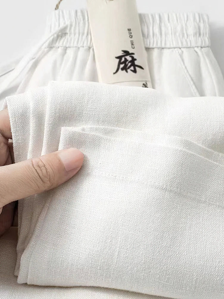 Men's Wide Leg Linen Sweatpants