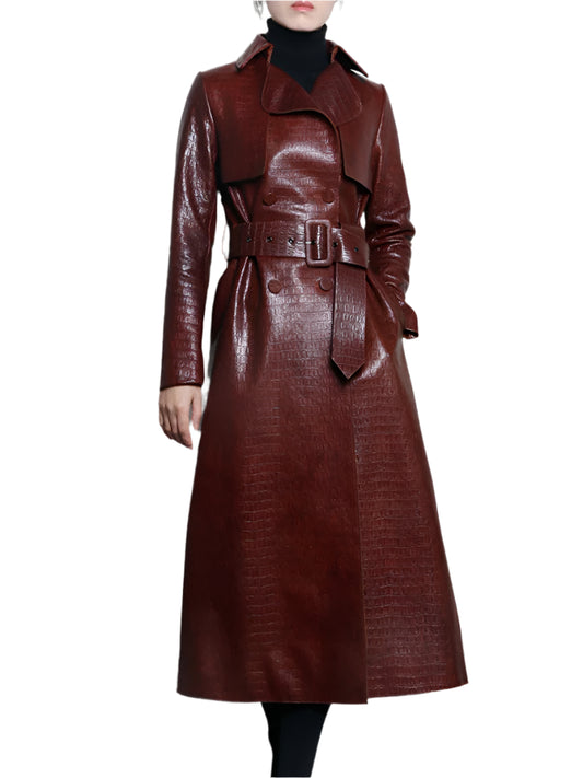 Women's Long Faux Leather Jacket