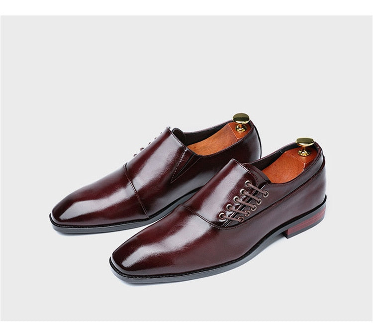 Men's Classic Leather Professional Slip-On wine red