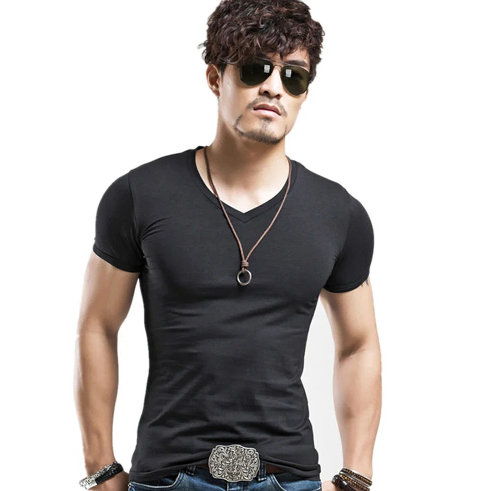 Men's Plain V-Neck T-Shirts