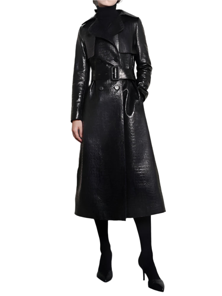 Women's Long Faux Leather Jacket