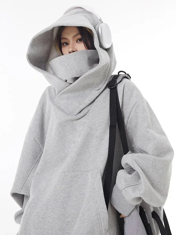 Unisex Oversized Pullover Hoodie with Facemask