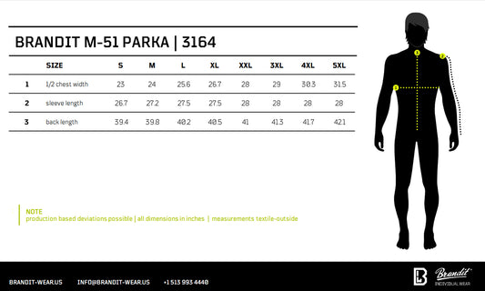 M-51 Parka Jacket Size Guide