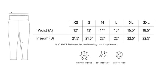 Ultra Comfort Women's Leggings size chart