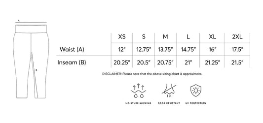 Square Mesh Yoga Pants size chart