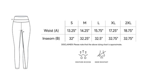 Plain Pure Black High Waist Full Length Leggings size chart