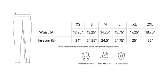 Fitness Gal Yoga Pants size chart
