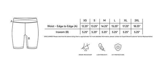 Women's High Rise Athletic Black Shorts size chart