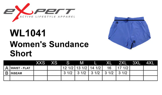 Women's Microfiber Running Shorts size chart