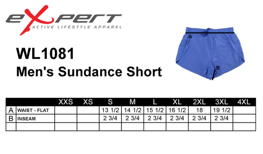 Men's Premium Running Shorts size chart