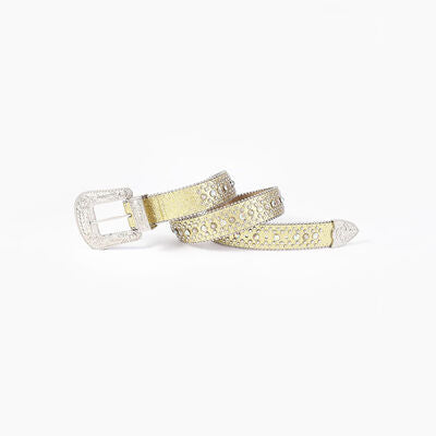 Rhinestone Faux Leather Belt