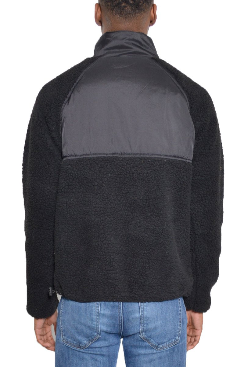 Men's Sherpa Black Fleece Winter Jacket back