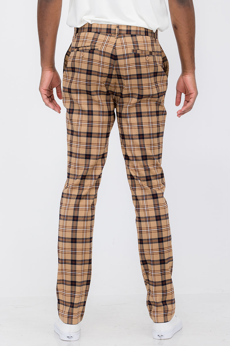 Plaid Slim Fit Pants back view