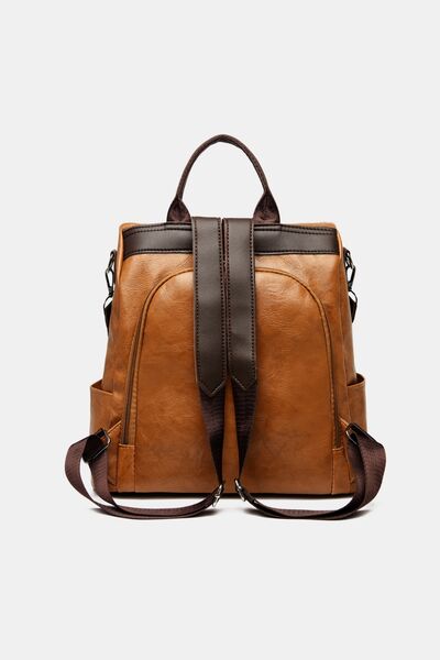 Faux Leather Travel Backpack