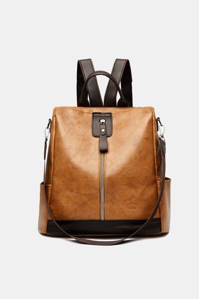 Faux Leather Travel Backpack