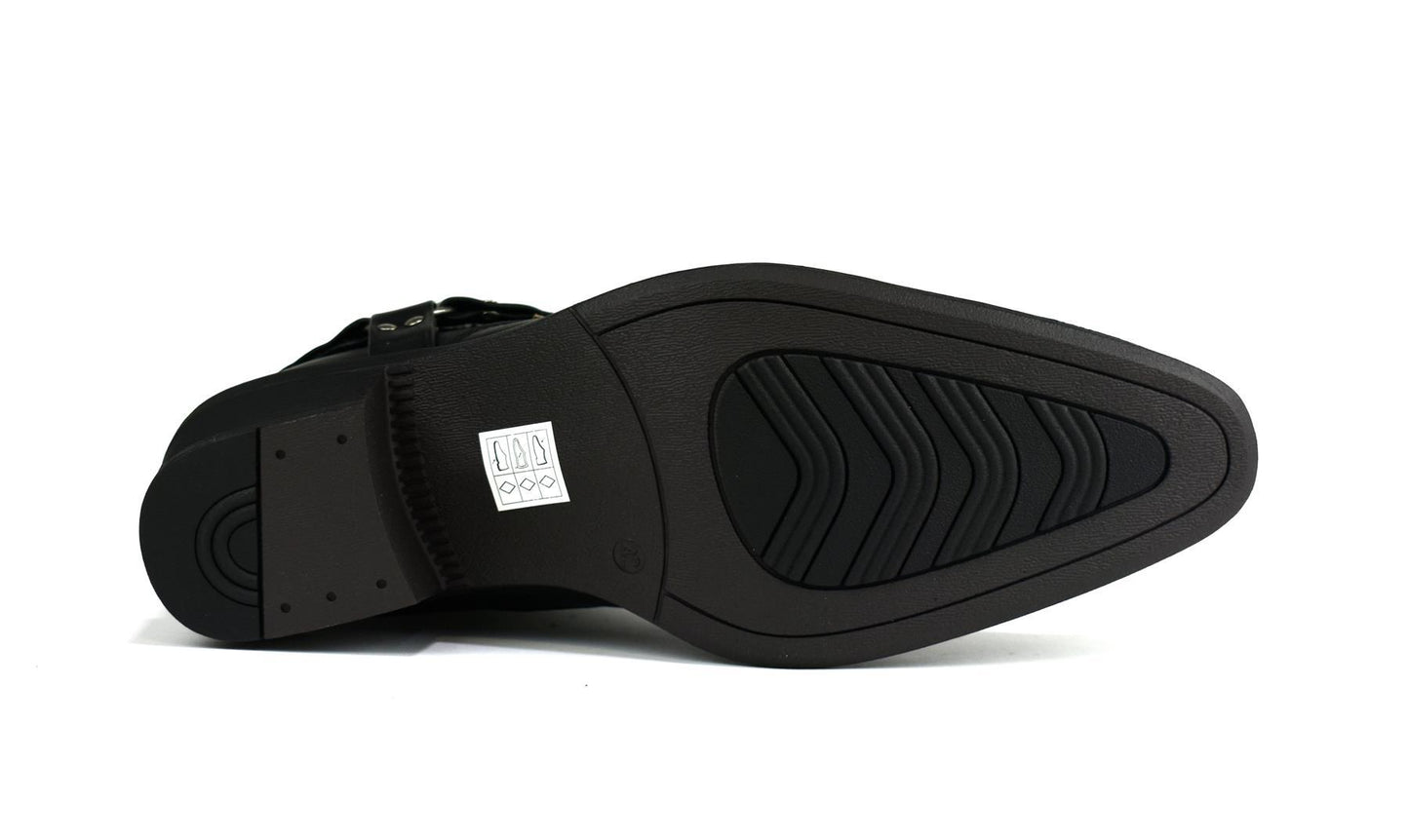 Men's Black Buckle Boots bottom of shoe
