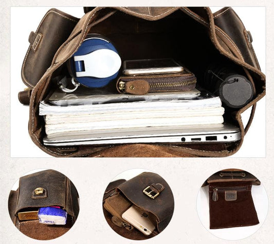 Carryon Genuine Leather Backpack inside view