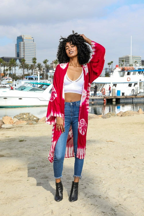 Tie Dye Kimono in red