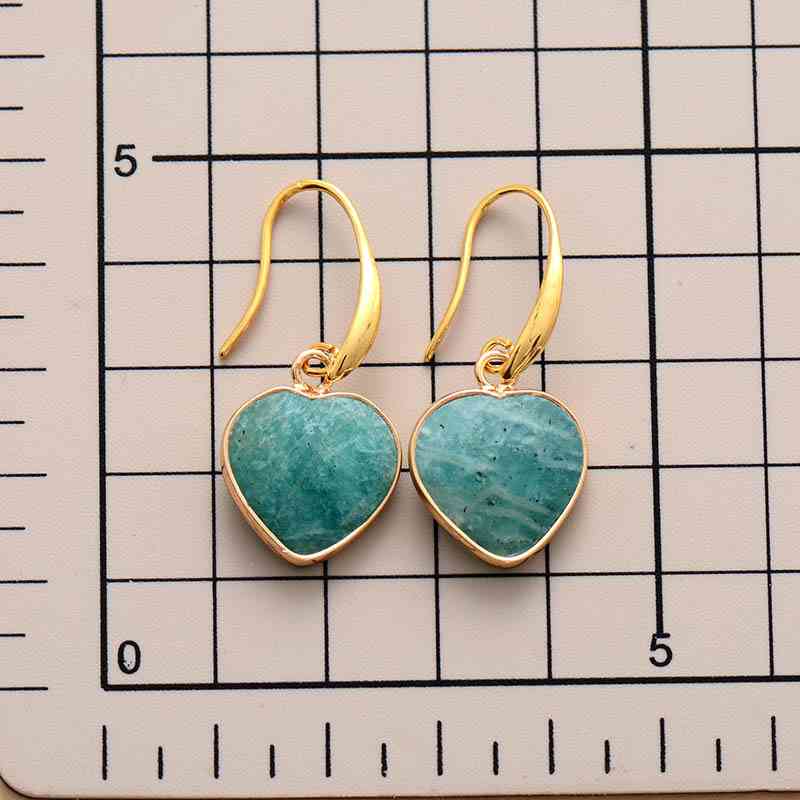 Natural Stone Heart Drop Earrings on a size chart