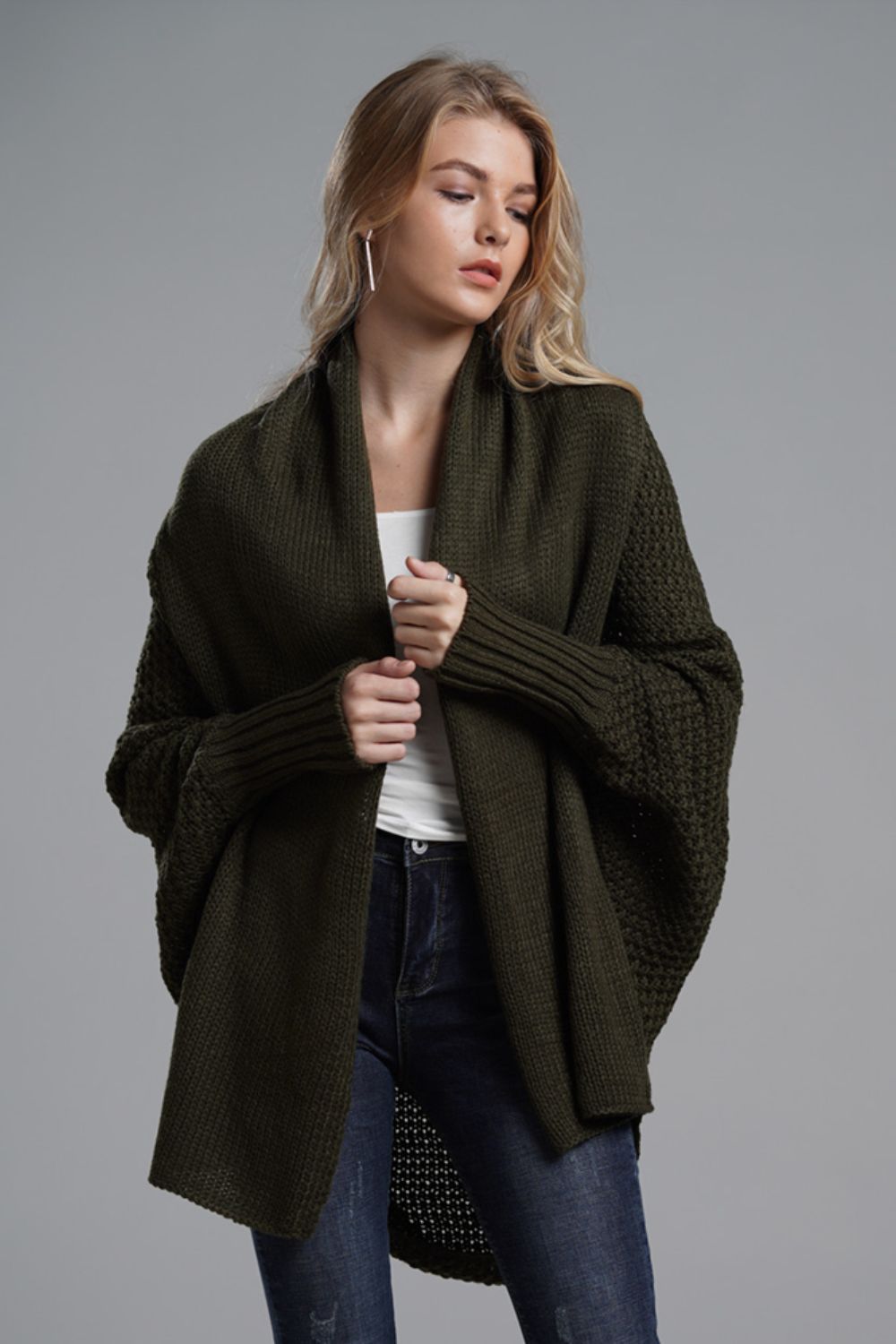 Women's Cardigan with Dolman Sleeves green