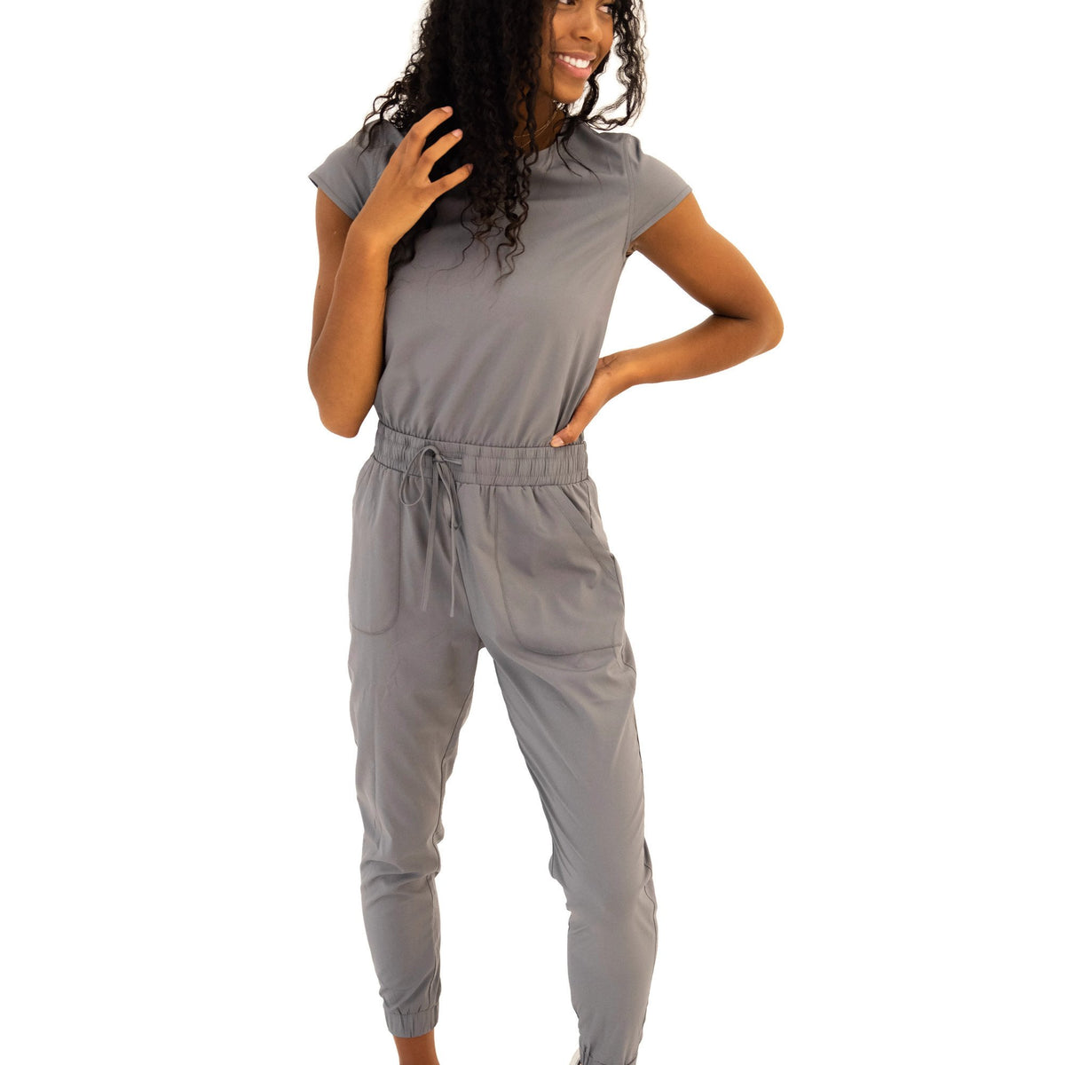 Ladies 2024 grey jumpsuit