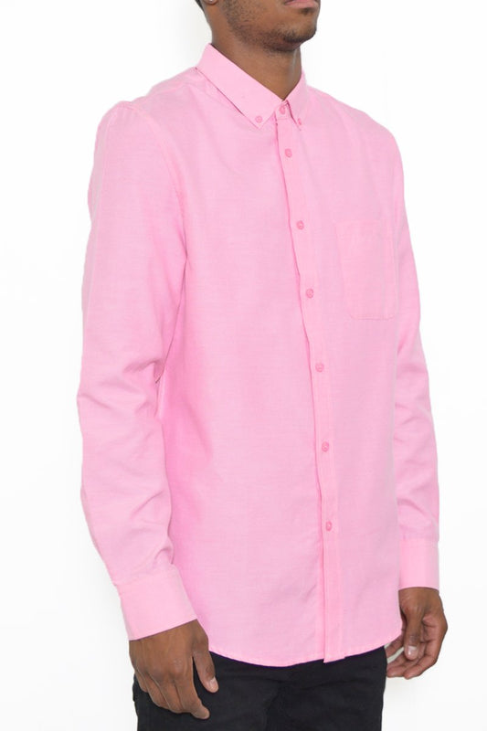Picture of a Men's Pink Long Sleeve Button Down Shirt