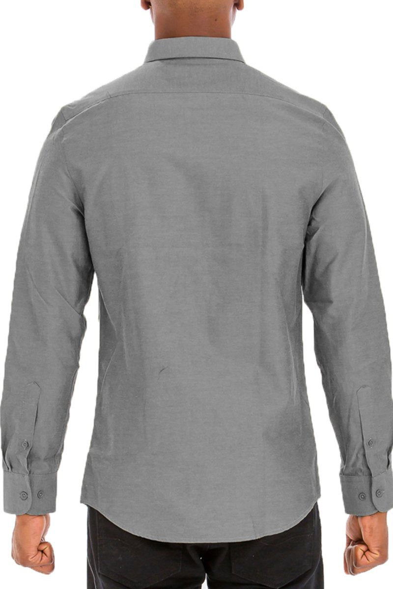 Picture of a Men's Grey Button Up Dress Shirt back