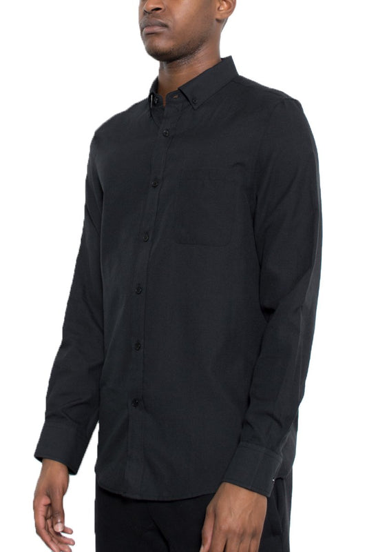 Picture of a Men's Black Long Sleeve Button Down Shirt