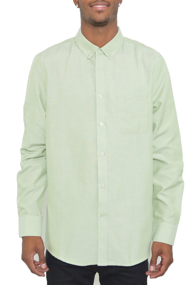 Mens White Long Sleeve Button Down Shirt 2XL / FOAM GREEN Mens White Long Sleeve Button Down Shirt 2XL / FOAM GREEN
