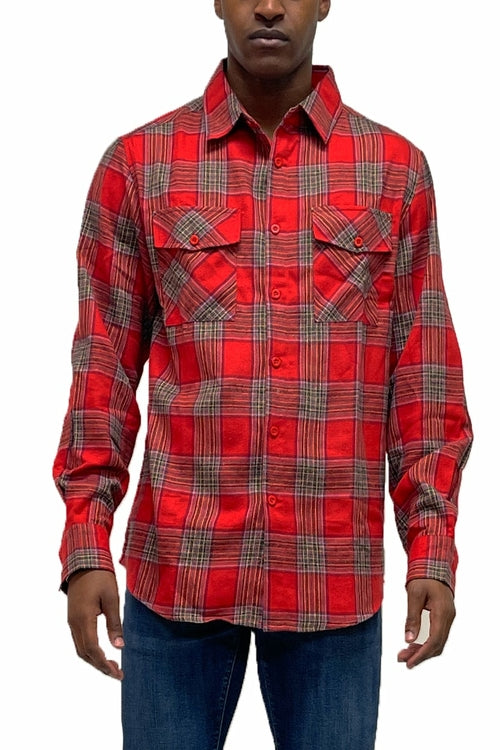 Picture of a Red Men's Flannel Shirt front view